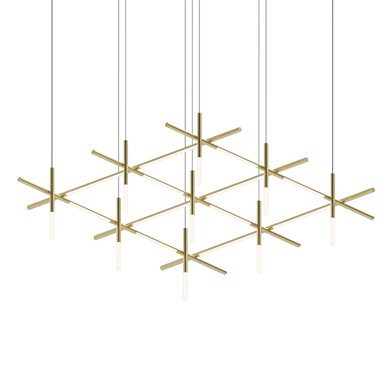 Lámpara vacía Diseñador Hotel Sala de estar Villa Líneas largas Escaleras LED Candelabro de comedor Proyecto Candelabro simple