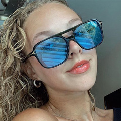 方框雙梁T字太陽鏡女 新款歐美復古ins墨鏡跨境時尚潮流太陽眼鏡