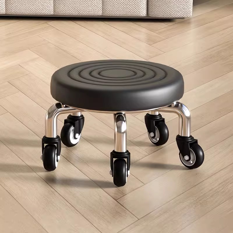 Swivel Small Stool for Manicure and Seam Work, Small Bench, Household Caster Low Stool, Chair for Children Learning to Walk