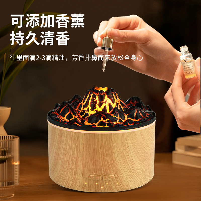 新しい溶岩アロマセラピーマシンホームデスクトップ加湿器エッセンシャルオイルディフューザーリモコン炎クリエイティブ小型アロマセラピーマシン|undefined