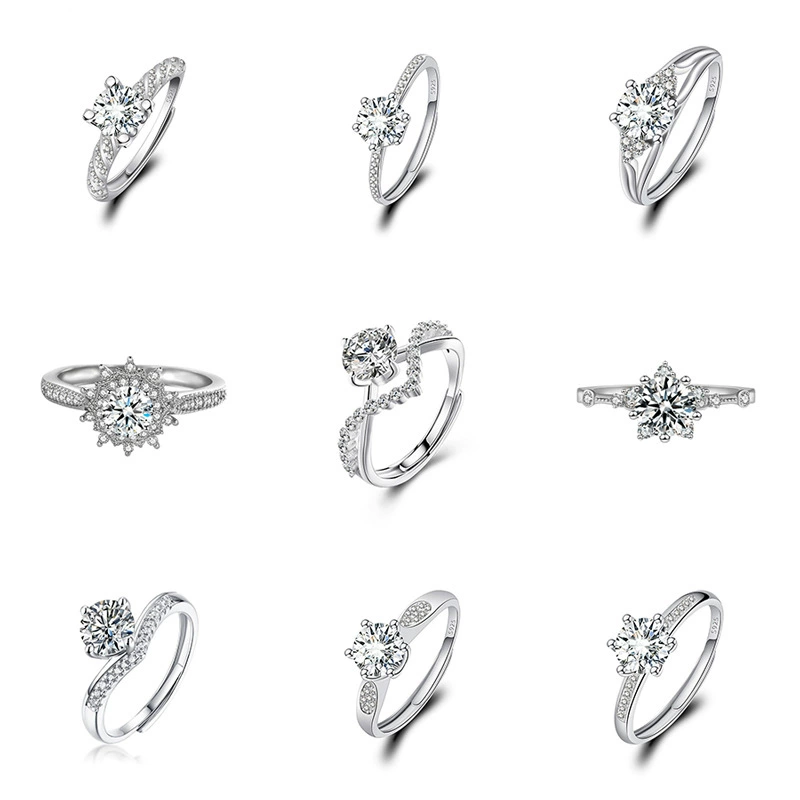 Adjustable wedding ring, 1‑carat style, light‑luxury design, multiple motif options