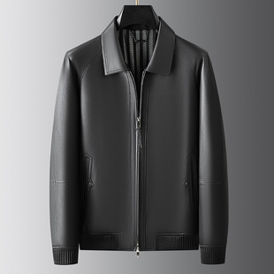 Top Sheepskin Jacket Men's Lapel Genuine Leather Coat Haining 2025 Spring and Autumn Slim Fit Motorcycle Coat Men