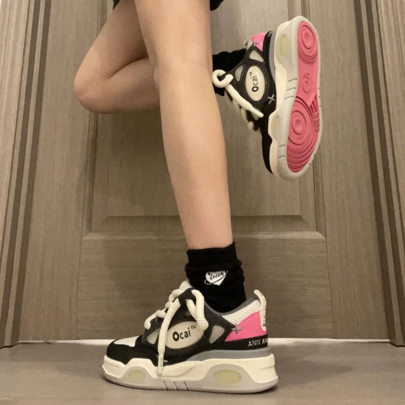 Ocai Retro Large Loafers Retro Dad Thick-Soled Couple White Shoes National Trend Brand Sports Skateboard Shoes for Men and Women