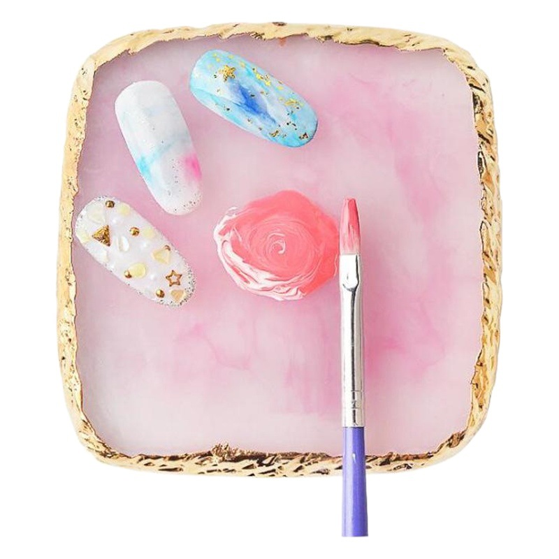 Transfronterizo paleta de resina de uñas borde dorado pieza de ágata pintura de uñas color a juego pieza de uñas herramienta de tablero de exhibición