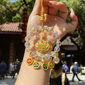Hangzhou Lingyin Wulu God of Wealth Colorful Car Hanging Colorful Crystal Glass Abacus Pendant Temple Wenchuang Car Hanging