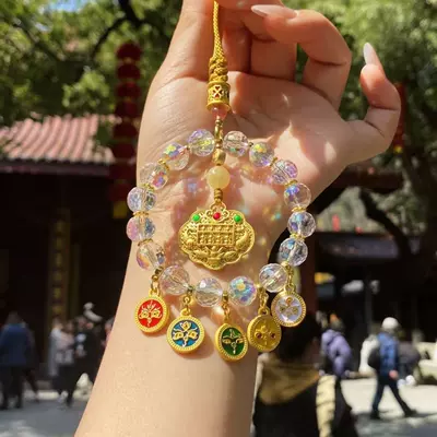 Hangzhou Lingyin Wulu God of Wealth Colorful Car Hanging Colorful Crystal Glass Abacus Pendant Temple Wenchuang Car Hanging