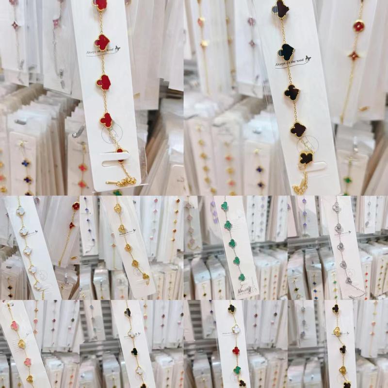 Cross-Border Popular Double-Sided Five-Leaf Clover Bracelet Titanium Steel Non-Fading Light Luxury High-End Jewelry Big-Name Jewelry