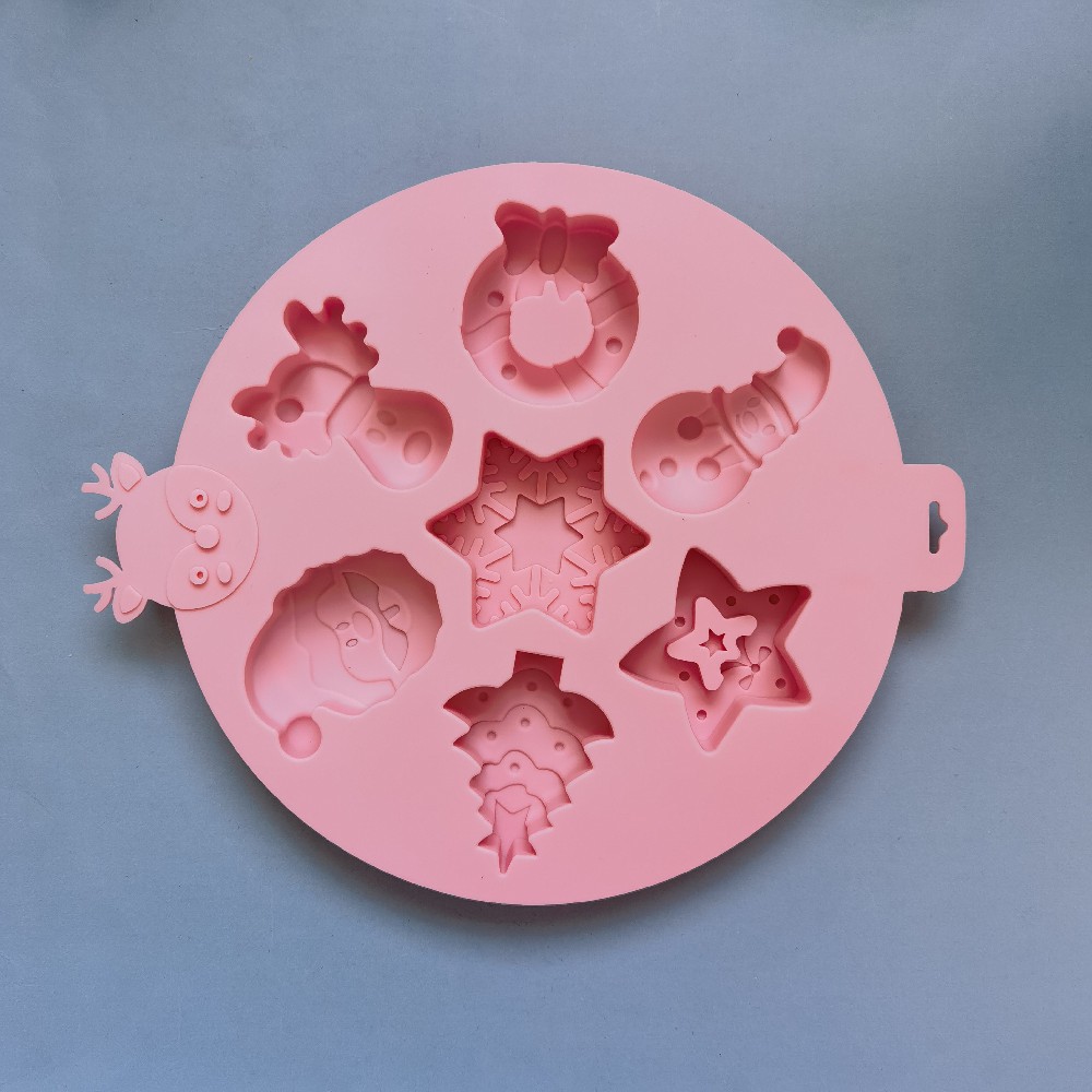 Redondo 7 Navidad 77 molde de silicona pastel helado pudín molde de postre jabón utensilios