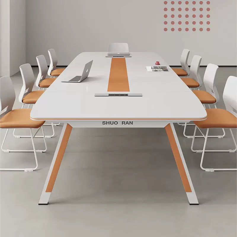会议桌长桌会议室桌椅组合现代简约办公长条会议桌轻奢高级感智能