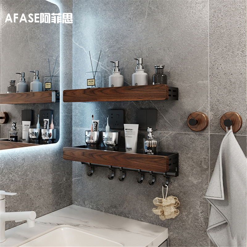 胡桃の木のトイレの物置棚の中古風は穴を開けないでください。|undefined