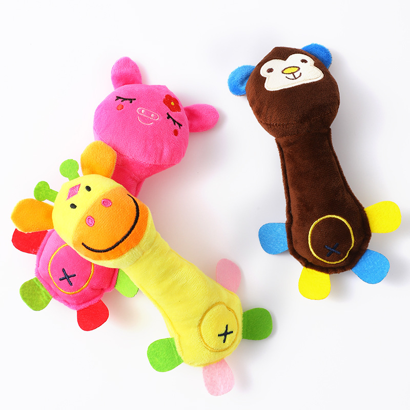 现货批发跨境哈沃毛绒发声笑脸动物猴鹿猪 狗狗玩具宠物玩具