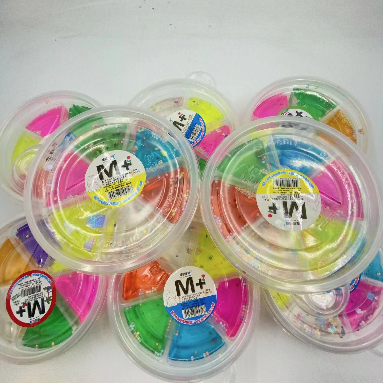 Juguete para niños de barro de cristal de arcilla de color pegamento espumante de 6 colores de descompresión de plastilina DIY de seis rejilla M pegamento al por mayor de seis colores de suministro