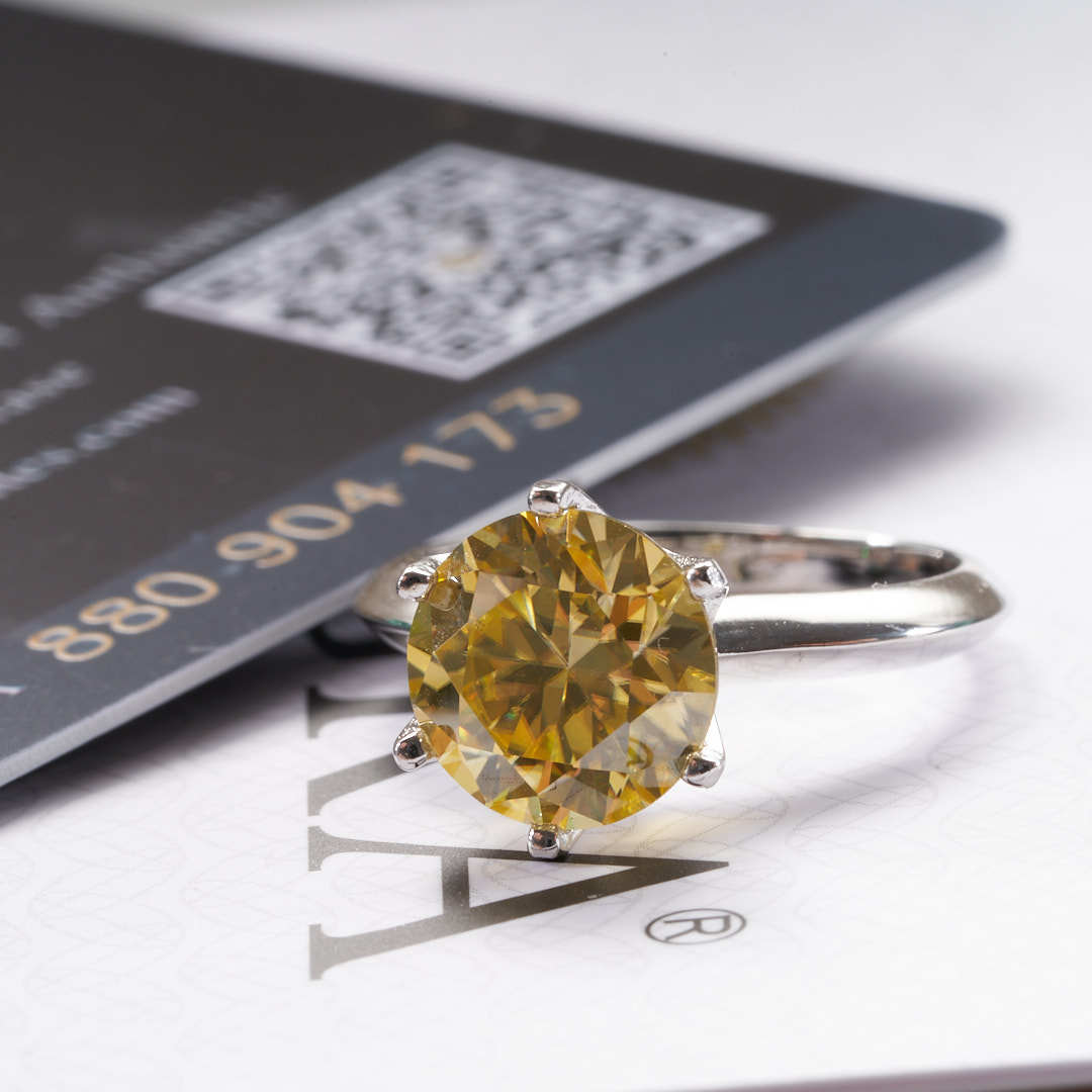 Anillo de diamante gris limón amarillo de color moissanita americana soporte al por mayor de un cabello