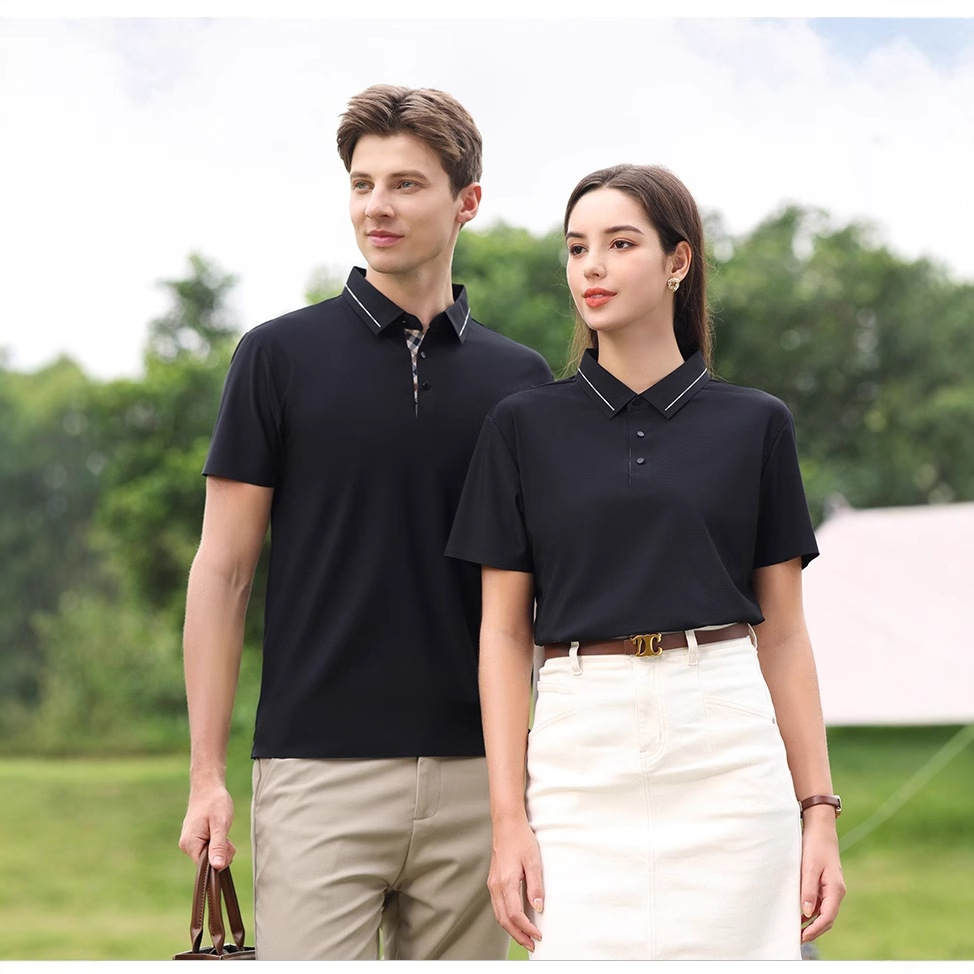 Cross-border New Summer Short-sleeved Golf Seamless Polo Shirt Men's Ice Silk Lapel Sports Sweat T-shirt