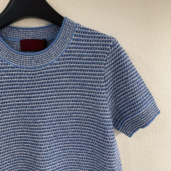 Shenzhen Nanyou 24 Spring and Summer Celebrity Xiaoxiang Style Woven Tweed Round Neck Double Pocket A Short Sleeve