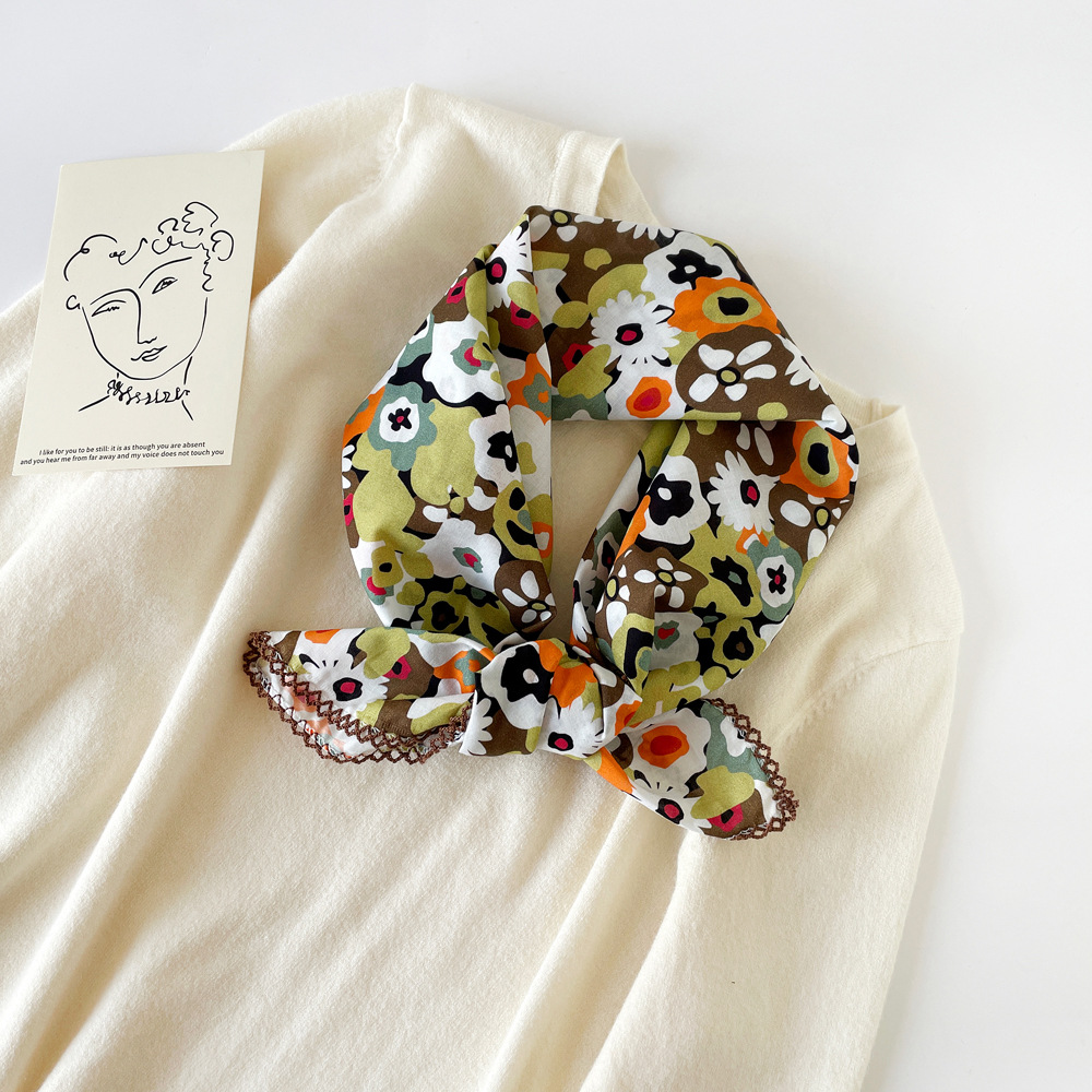 Leopard Print Cotton Square Neck Scarf For Women Lightweight_voghion.com