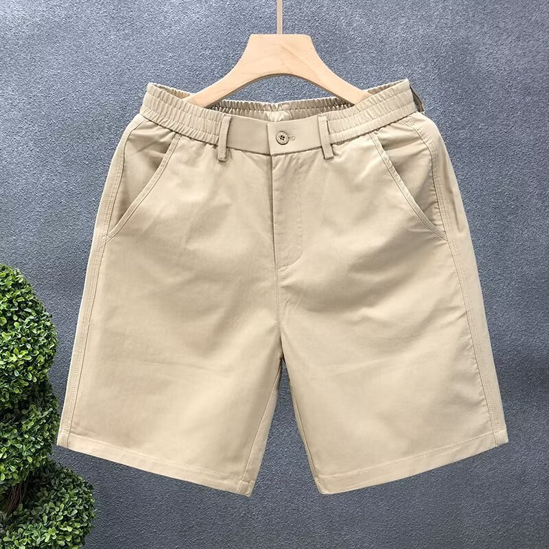 Pantalones de cinco puntos de la marca de moda de estilo fino de verano, pantalones cortos para estudiantes masculinos, pantalones rectos, pantalones casuales de todo fósforo, negro transpirable