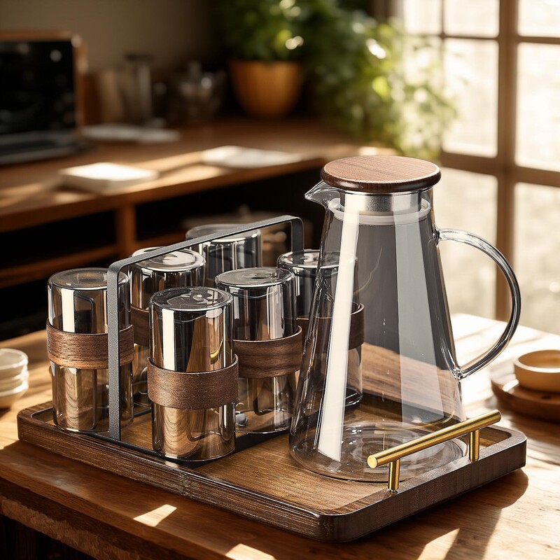 High Temperature Resistant Glass Drinking Cup Set New Chinese Style Home Living Room Hospitality Light Luxury Tea Set Kettle High Temperature Resistant Glass Drinking Cup Set New Chinese Style Home Living Room Hospitality Light Luxury Tea Set Kettle