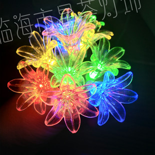 LED浪漫玫瑰花百合花双层荷花莲花喇叭牵牛花彩灯串室内花朵装饰-阿里巴巴