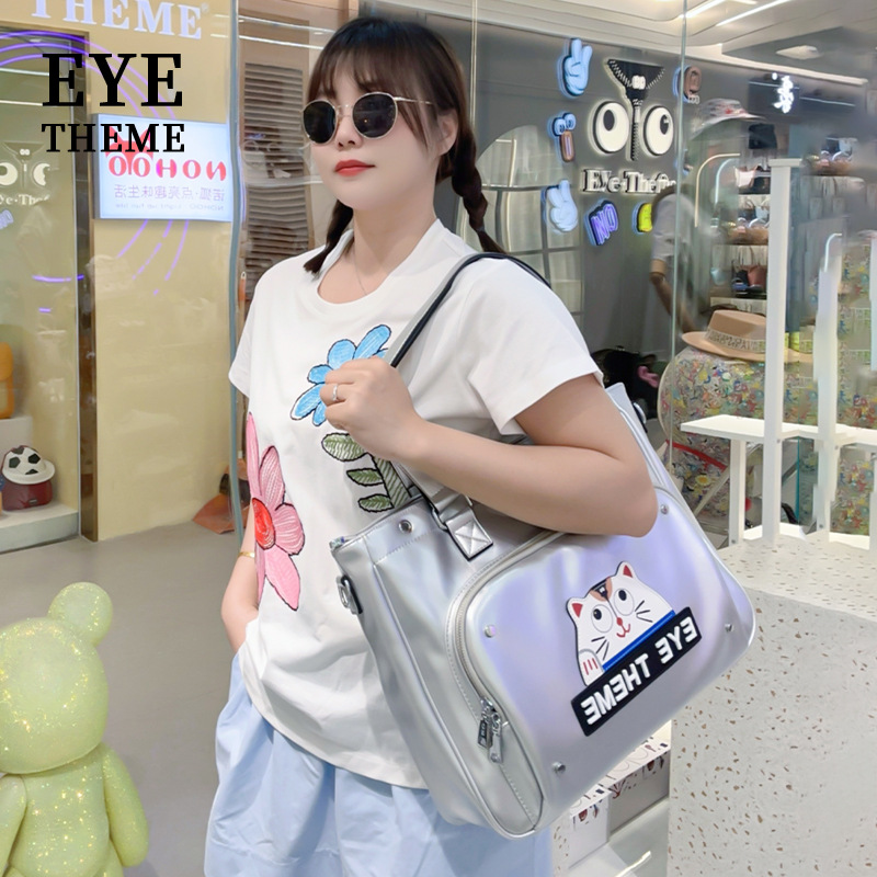 Bolsa de almacenamiento con cremallera de gran capacidad para damas, color de contraste lindo y práctico, bolsa de viaje bajo la axila, TOT 2770 #