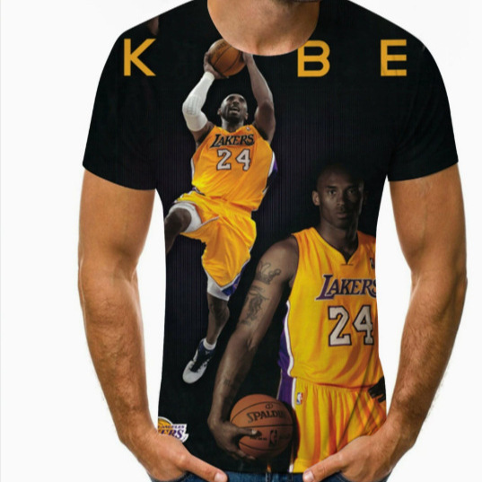 Spring and Autumn New Cross-Border 3D Digital Printed T-Shirt Fashion No. 23 Michael Jordan Kobe Basketball Men's Short-Sleeved Shirt