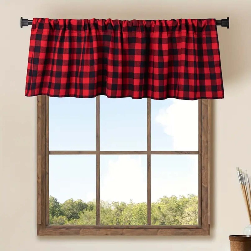 Black and White Red Plaid Curtain Classic Farmhouse Plaid Curtain Curtain Curtain Shading Interior Decoration Plaid Curtain