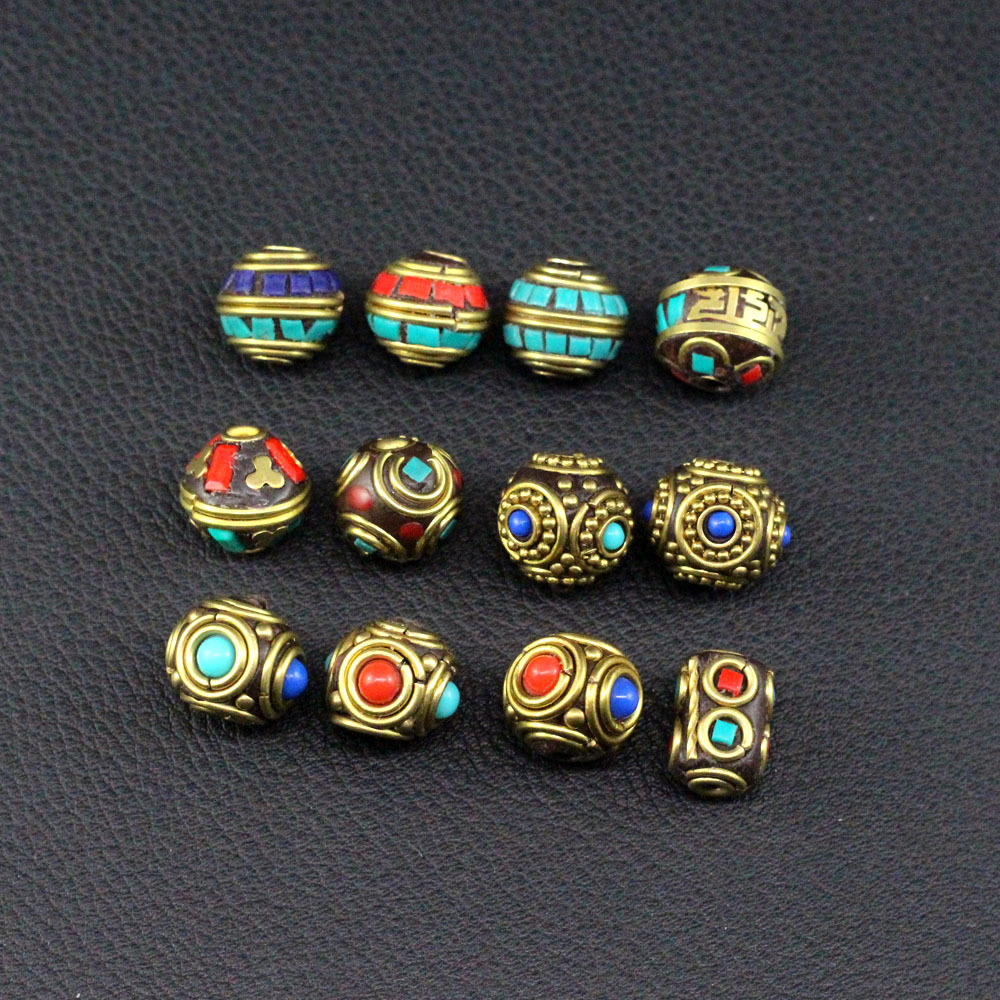 Copper round beads handmade