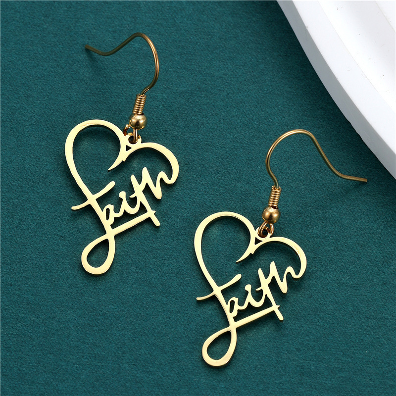 Cross, Letter Pattern 1 Pair Casual Elegant Cross Letter Plating 201 Stainless Steel Drop Earrings