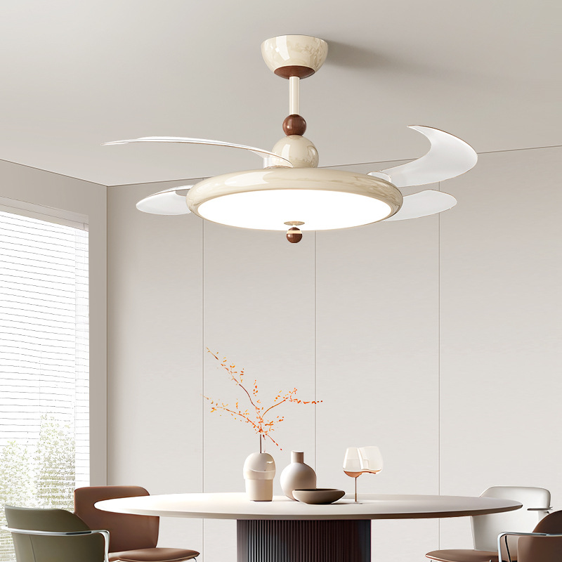 Ventilador invisible lámpara de restaurante 2026 nuevo viento crema silencioso ventilador de techo dormitorio luz de techo 710L