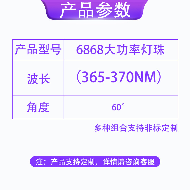 ����UV����6868͹ͷ365nm370nm����30W�̻���ӡˢӫ����led����