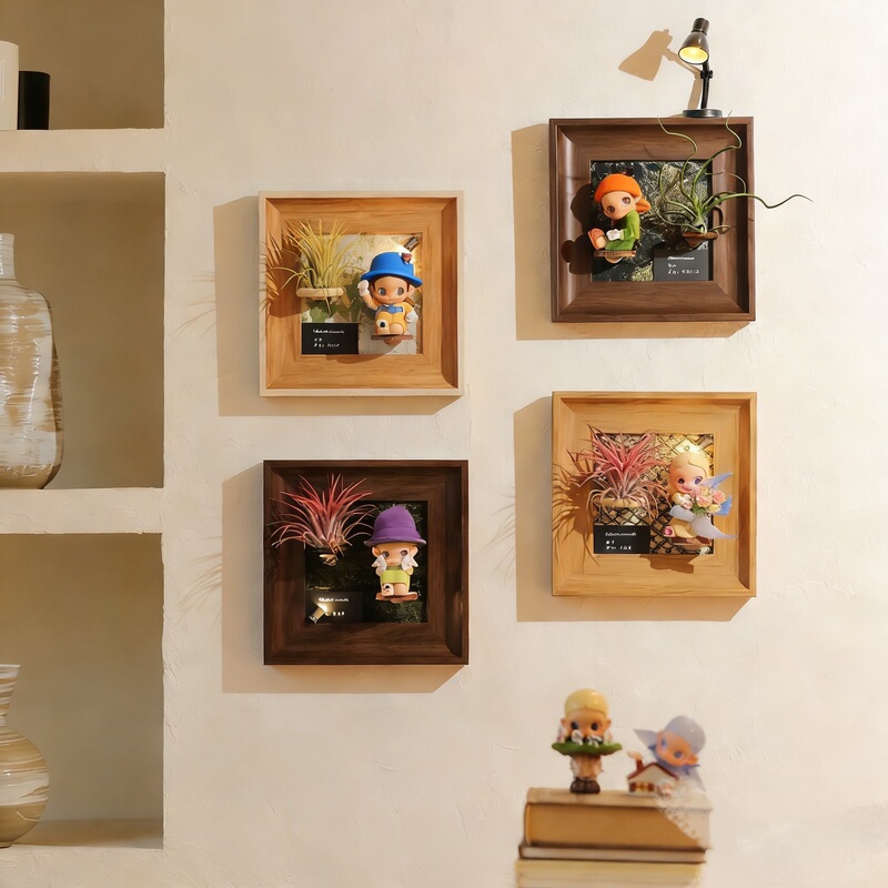 Air Plant Decorative Painting Blind Box Display Frame Figurine Storage Living Room Wall Decoration Office Plant Frame