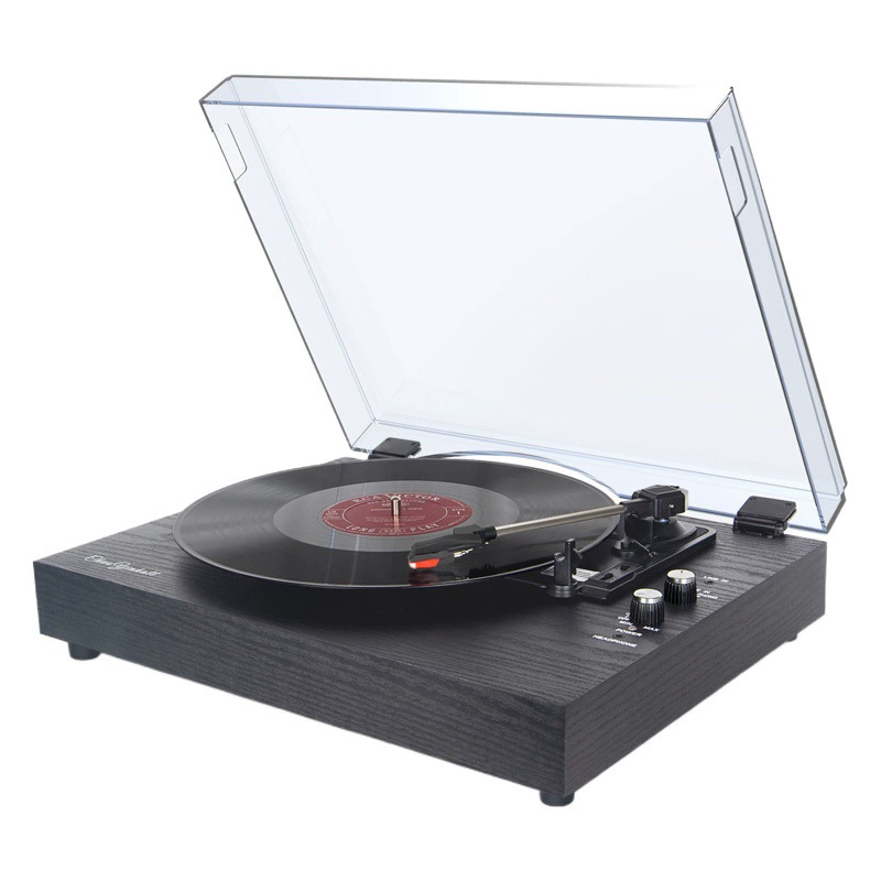 Виниловый проигрыватель, проигрыватель пластинок, граммофон со встроенными двойными динамиками, настольный акриловый пылезащитный чехол, подключение по Bluetooth