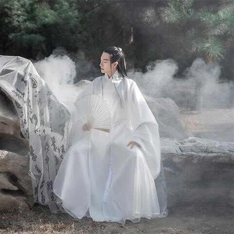 Hanfu Men's Ancient-Style Clothing, Ancient Style Gentleman's Large-Sleeved Shirt, Men's Warrior Scholar Student Spring/Summer Style Hanfu Men's Ancient-Style Clothing, Ancient Style Gentleman's Large-Sleeved Shirt, Men's Warrior Scholar Student Spring/Summer Style