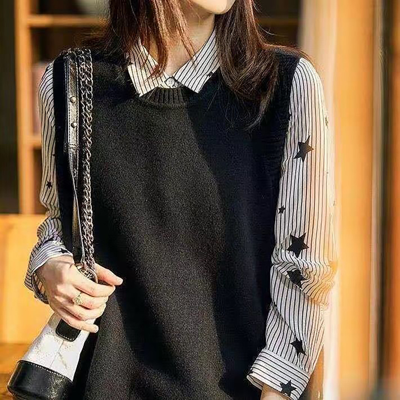 Chaleco suéter estilo coreano de las mujeres 2021 primavera y otoño nuevo suéter suelto cuello redondo sin mangas suéter exterior chaleco