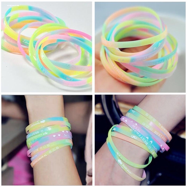 Fluorescence fresh silicone bracelet with letters