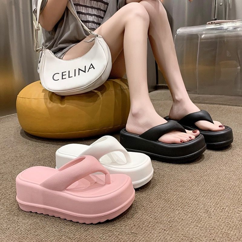 厚底凉拖鞋女夏季外穿时尚网红增高踩屎感防滑坡跟人字拖沙滩凉鞋|undefined
