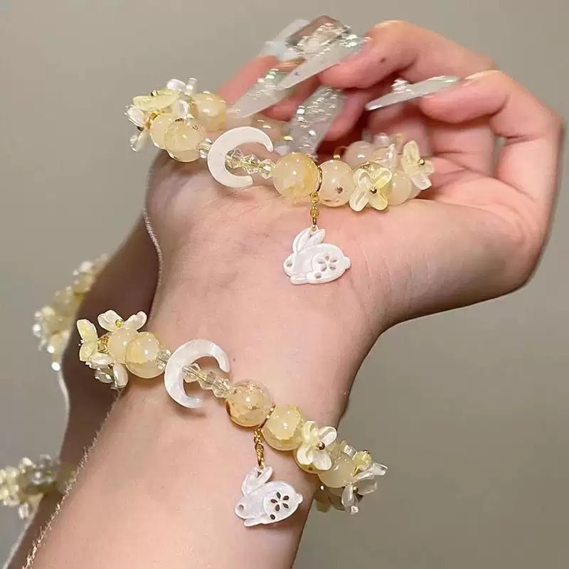 New Golden Osmanthus Fragrance Mid-Autumn Festival Limited Beaded Bracelet for Women 2025 New Chinese Style Hand Jewelry Finished Product Fresh and Sweet