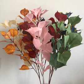 厂家批发仿真菩提叶 婚庆礼堂装饰花艺插花绢布仿真植物叶材