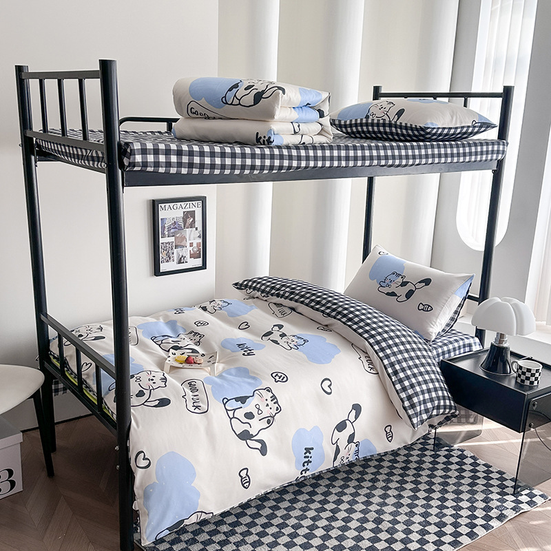 Dormitorio de estudiantes universitarios una sola persona tres conjuntos de ropa de cama un conjunto completo de colcha sábanas cuatro o seis conjuntos de colcha sábanas