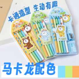 9.8mm粗杆加粗HB洞洞笔套装儿童学生卡通矫正握姿大三角跨境铅笔