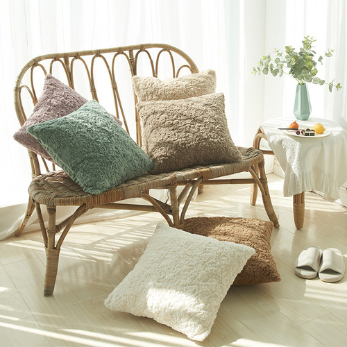 Xuai thickened plush brushed flower sleeping pillowcase living room back pillowcase simple core-free pillowcase