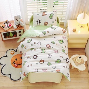Cotton kindergarten quilt three-piece cartoon cotton quilt cover baby nap six-piece children's bedding