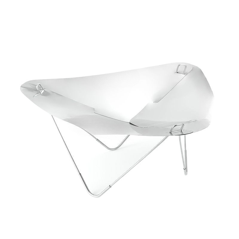 Fogueira externa removível em aço inoxidável para lenha, leve e portátil, ideal para camping e acampamento. Possui grelha para aquecimento._voghion.com