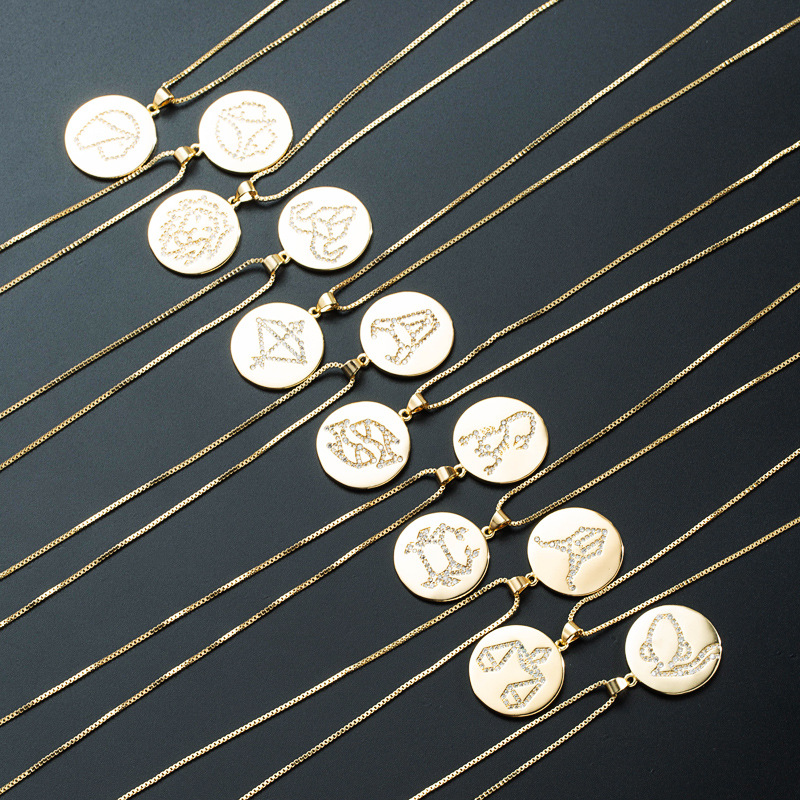 Nihaojewelry wholesale jewelry simple twelve constellation medal pendant necklacepicture17