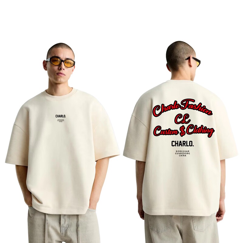 Men's T-Shirt, All-Cotton, American Street Style, Washed, Trendy Brand, Heavyweight Shorts, Printed Logo, Loose Oversized Tee