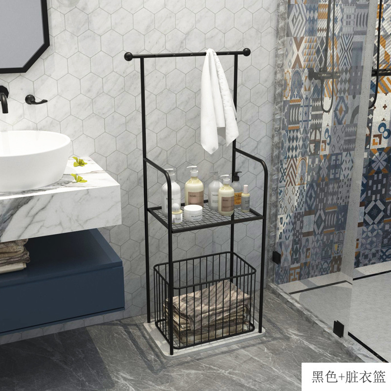 C1_블랙 수건걸이 + 블랙 바스켓