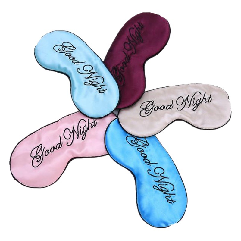 Máscara de ojo de buenas noches bordada de seda de mora bordado de seda artificial hebilla ajustable sombreado máscara de ojo de sueño en stock