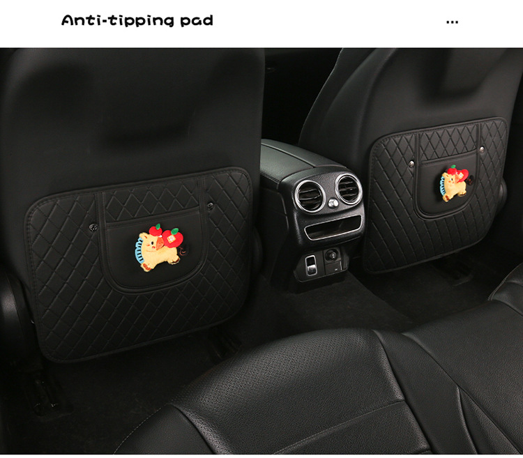 Car Anti-Kick Pad, Children's Seat Back Anti-Kick Pad, New Year of the Horse Quilted Embroidered Leather Anti-Kick Pad, Rear Seat Back Protection Pad