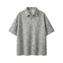 夏季新款小众格纹polo善短袖衬衫男士宽松潮流百搭外套凉感上衣