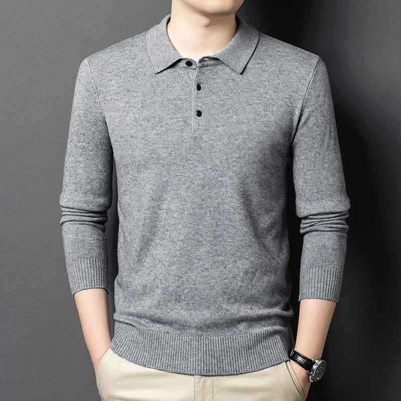 批发新款毛衣男士休闲秋冬打底衫加厚保暖翻领针织衫翻领毛衫上衣